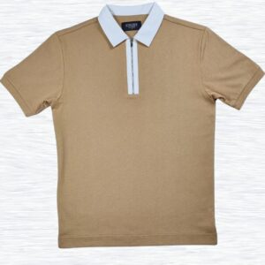 Brown Zipped Polo Shirt